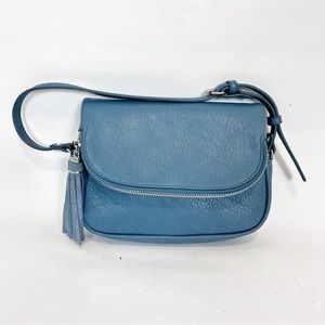 Moda Luxe Ela Blue Leather Fold-over Crossbody Purse